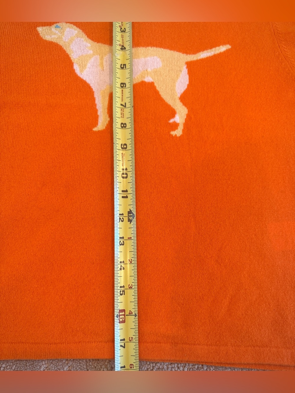 Ollie Five Five 100% Cashmere Orange Labrador Dog Sweater Women’s M NWT - Picture 8 of 9